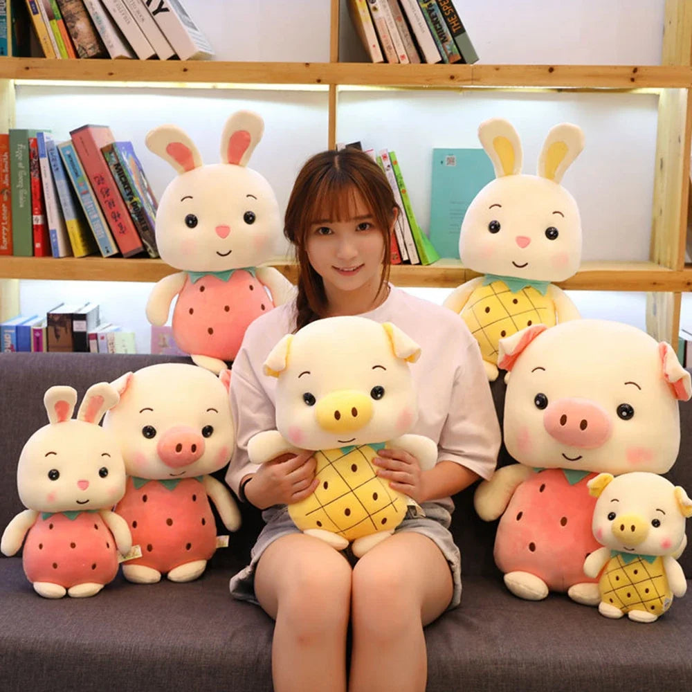 Stuffed Animal Pig or Rabbit in a Strawberry or Pineapple, 9-13"| 32-40 cm — image 3