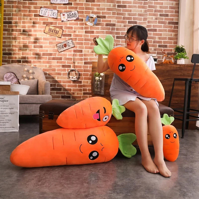 Smiling Carrot Plush | Soft Veggie Pillow Doll, 18–43" | 45–110 cm — image 2