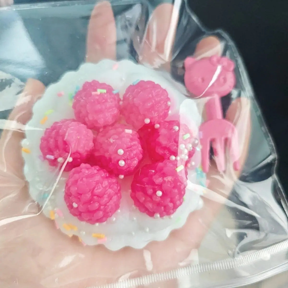 Handmade Silicone Raspberry Tart Stress Relief Taba Squishy Toy – product image 3