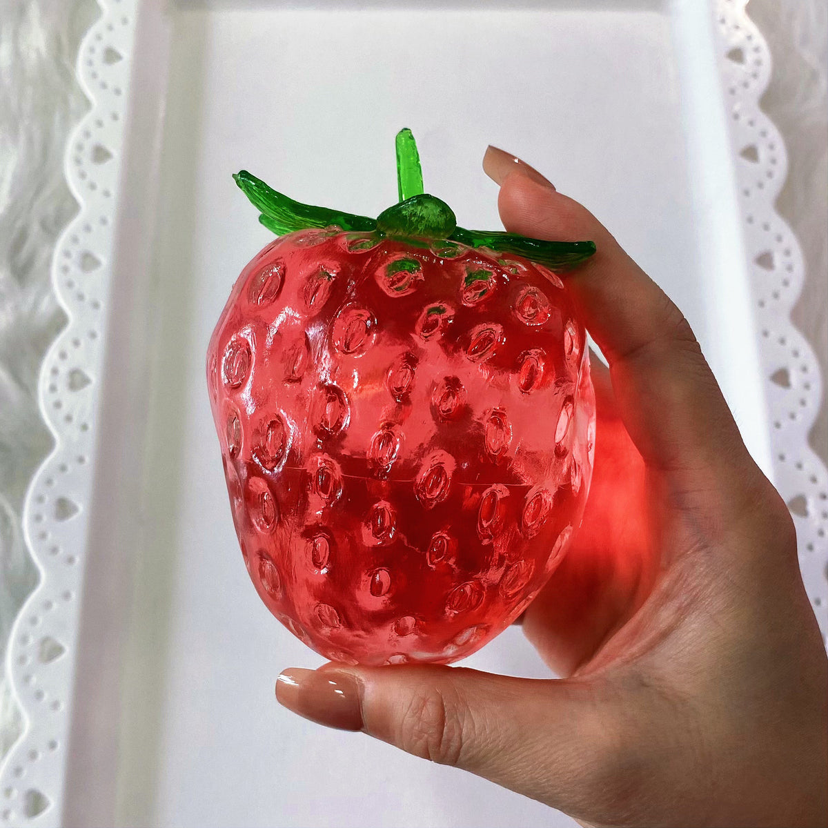 Strawberry Shape Vaseline Base Handmade Stress Ball – product image 7