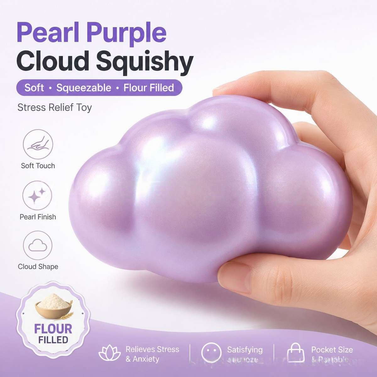 Joyful Little Cloud Squishy — Squeezable Stress Relief Sensory Toy – product image 2