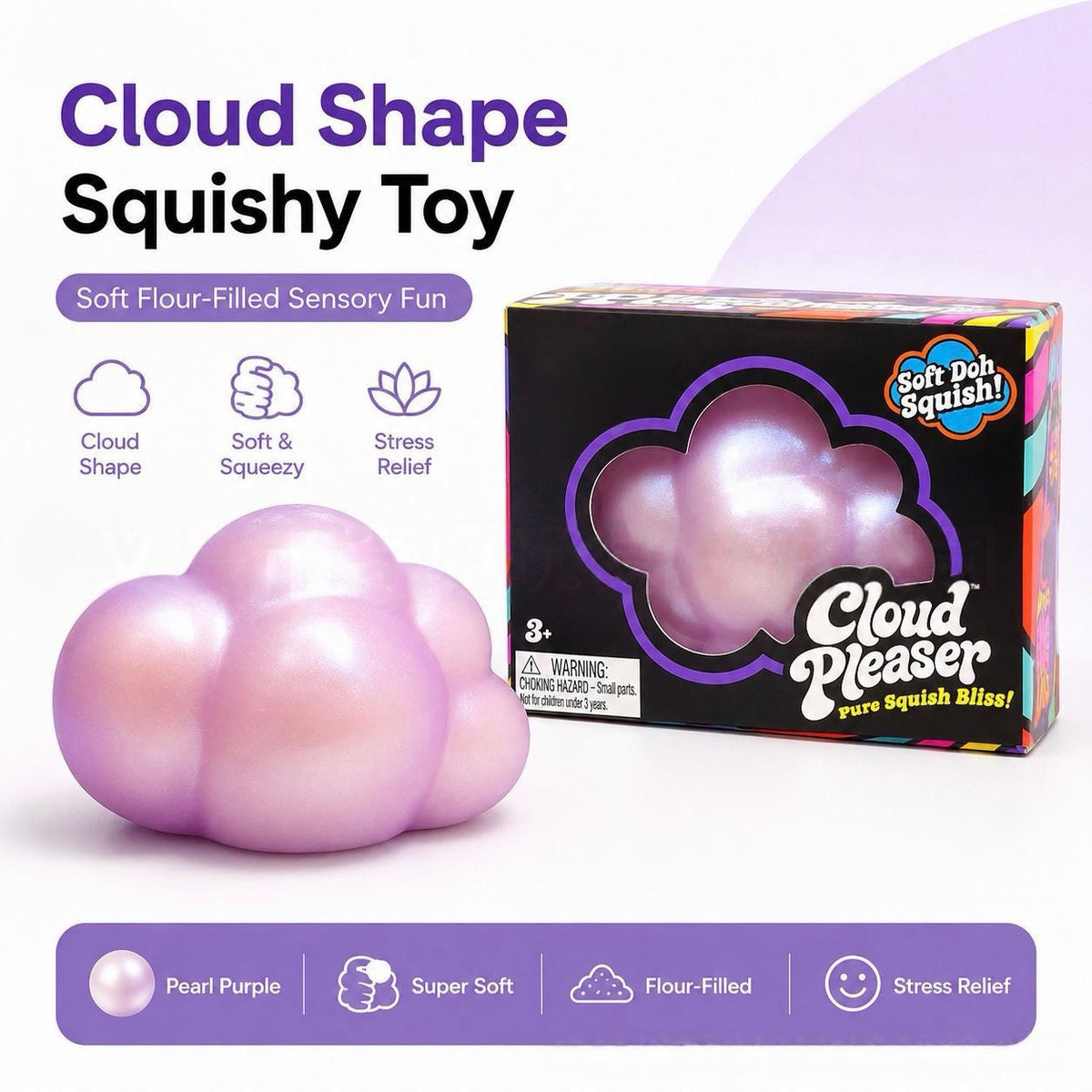 Joyful Little Cloud Squishy — Squeezable Stress Relief Sensory Toy – product image 3