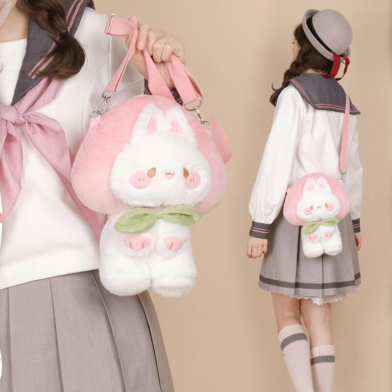 Pink Peach Rabbit Crossbody Plush Bag — image 2