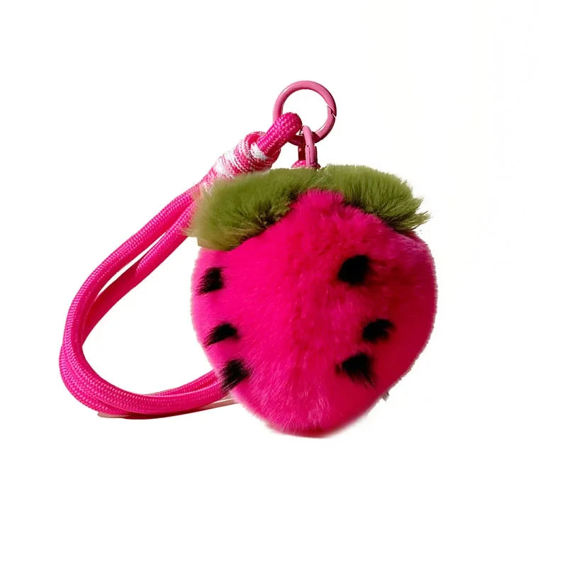 Strawberry Plush Fur Keychain – 5 Colors, 3.5" | 9 cm — image 4