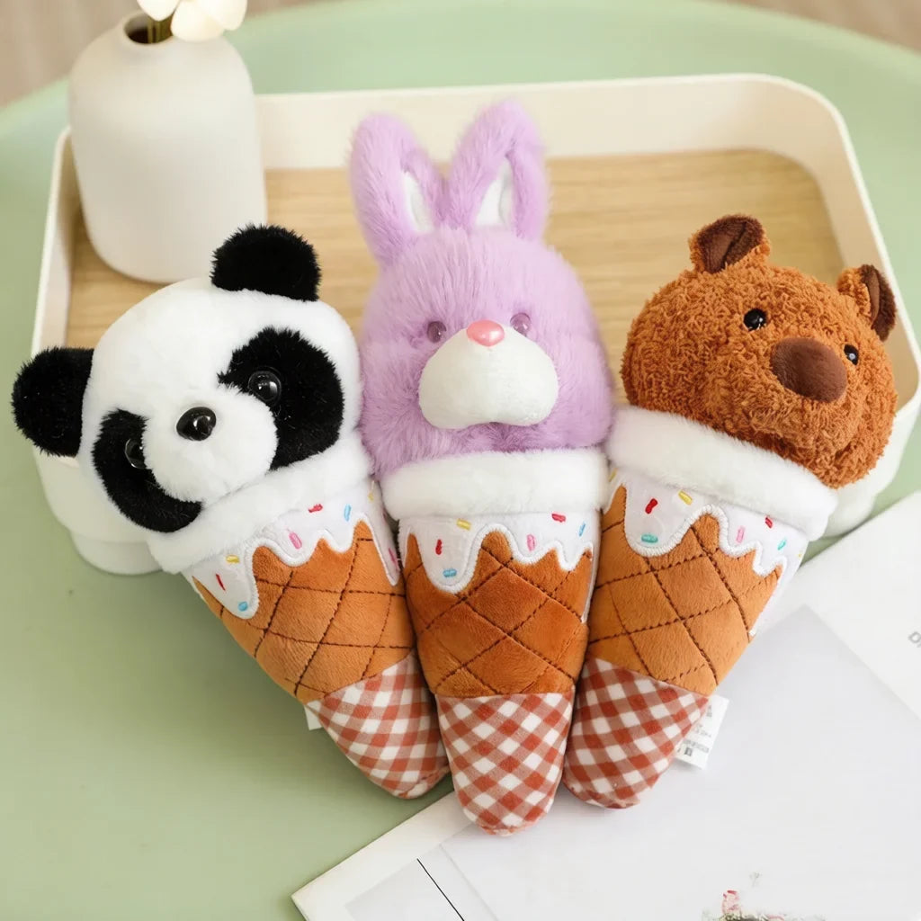 Ice Cream Cone Plush Toy - Soft Animal Cone Doll, 7" | 18 cm — image 3