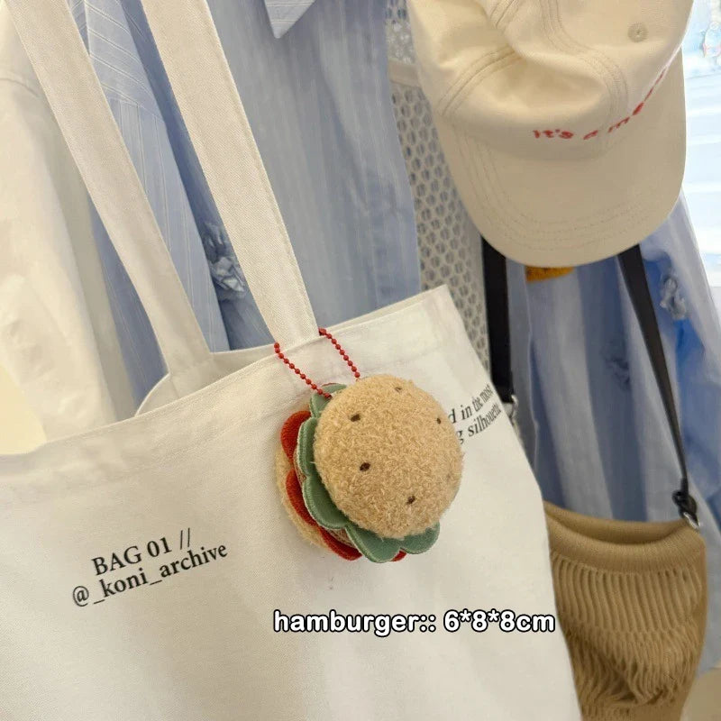 Food-Shaped Plush Keychain Set | Hamburger, Cake & Sandwich Stuffed Pendants — image 8