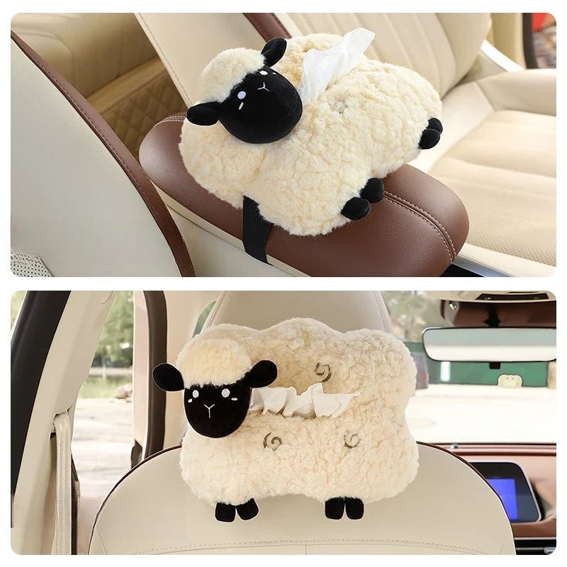 Plushie Lamb Tissue Box Holder for Cars, Two Styles — image 4