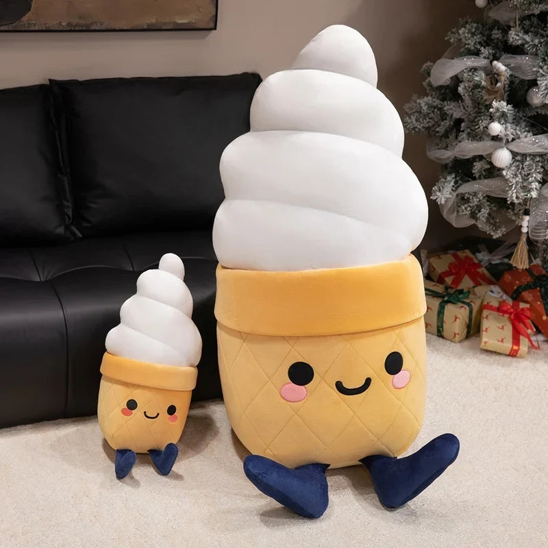 Ice Cream Cone Plush Throw Pillow | Soft Dessert-Shaped Cushion — image 1