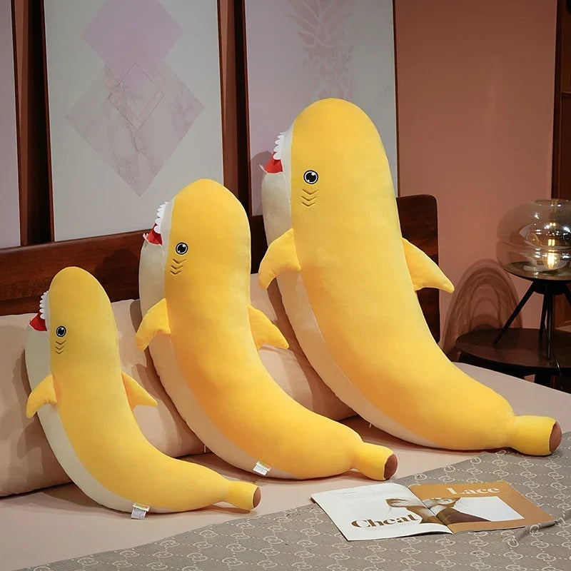 Banana Shark Plush Pillow - Funny Soft Stuffed Shark Cushion, 24-37" | 60-95 cm — image 4
