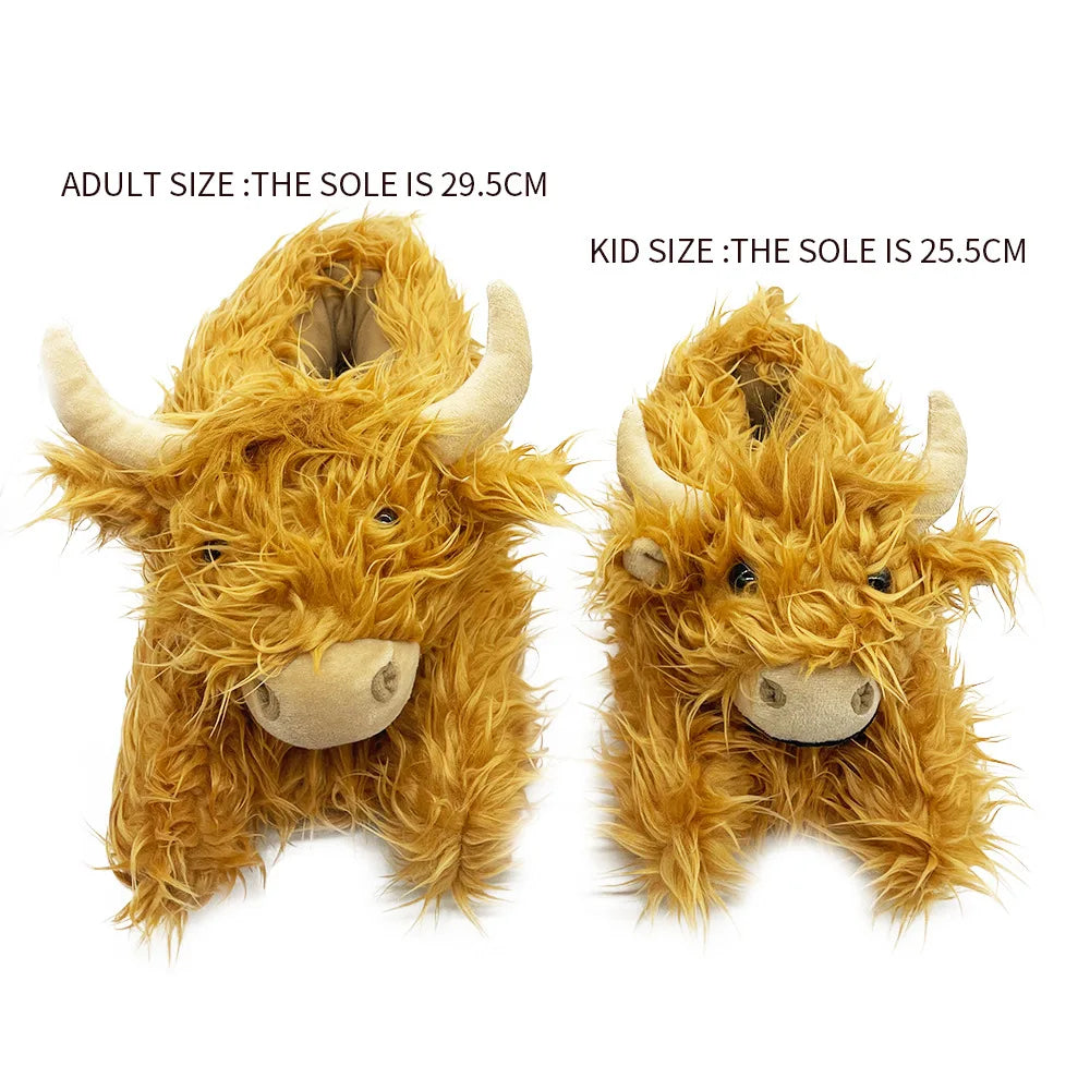 Fluffy Highland Cow Plush Slippers | Warm Indoor Animal Slides for Women & Men — image 6