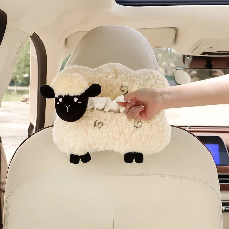 Plushie Lamb Tissue Box Holder for Cars, Two Styles — image 1
