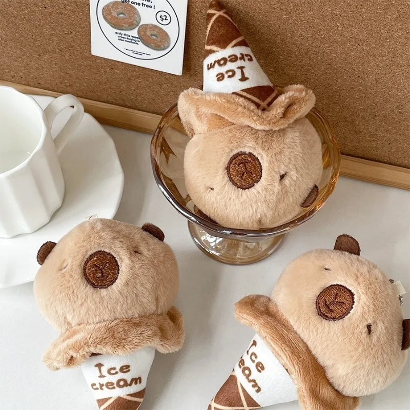 Capybara Ice Cream Plush Keychain - Mini Dessert Charm — image 5
