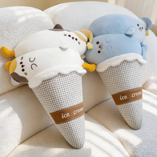 Ice Cream Cat & Seal Plush Pillow – Cool Fabric, 29-35" | 75-90 cm — image 1