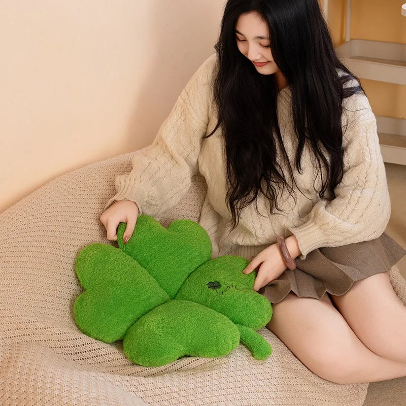 Four-Leaf Clover Plush Pillow – Lucky Green Cushion, 16" | 40 cm — image 3