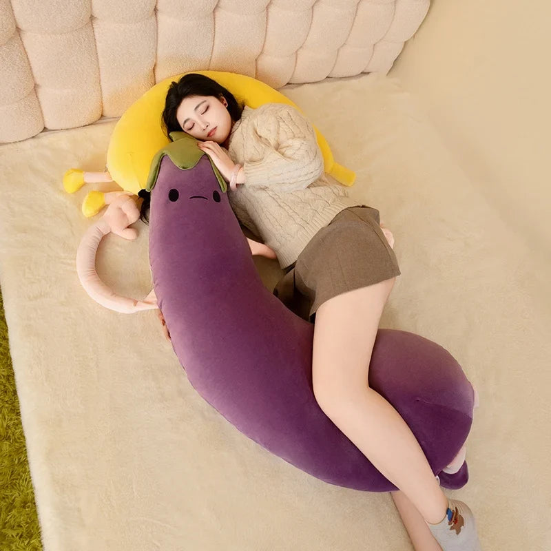 Banana & Eggplant Soothing Pillow | Dual-Fruit Plush Stuffed Cushion — image 6