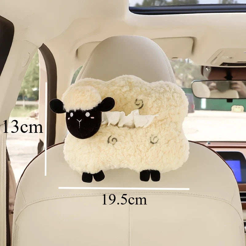Plushie Lamb Tissue Box Holder for Cars, Two Styles — image 3