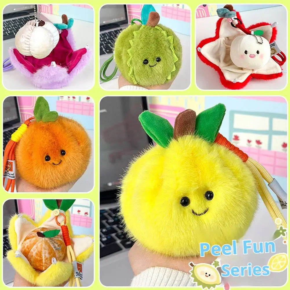 Peelable Orange & Citrus Plush Keychain | Cute Simulation Fruit Pendant — image 4