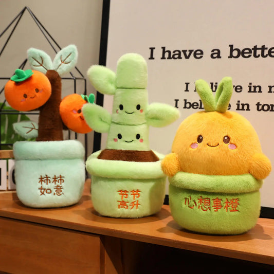 Oranges & Bamboo Potted Plant Decoration | Faux Fruit Plant Décor — image 1