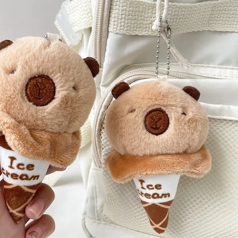 Capybara Ice Cream Plush Keychain - Mini Dessert Charm — image 1