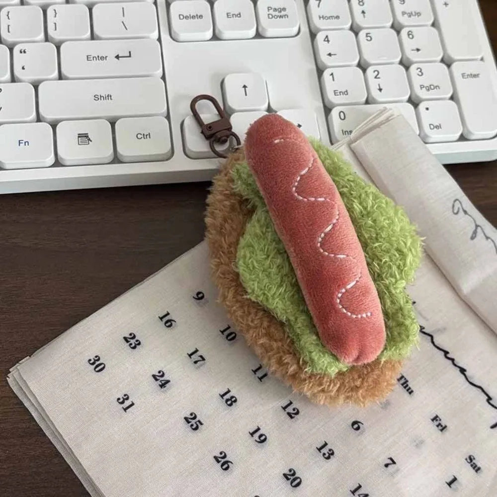 Korean-Style Food Plush Keychain Set | Hamburger, Sandwich & Snack Pendants — image 11
