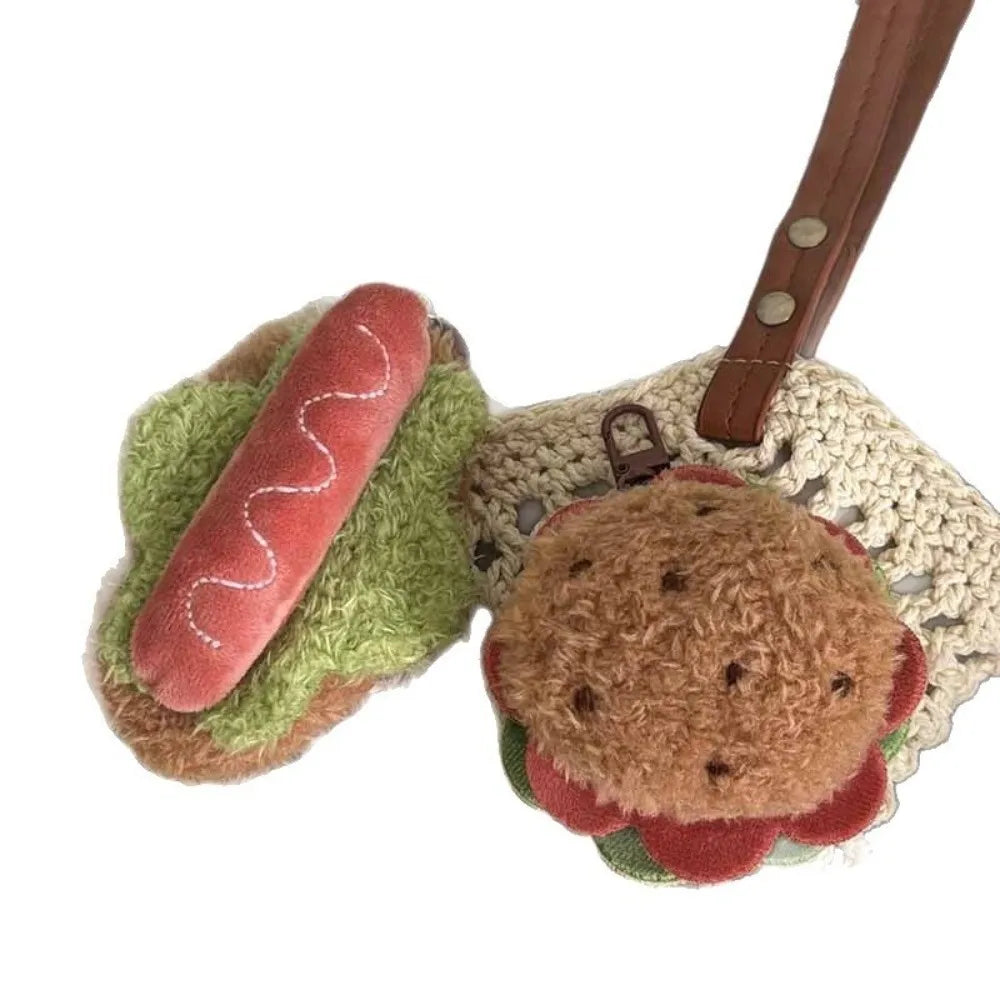 Korean-Style Food Plush Keychain Set | Hamburger, Sandwich & Snack Pendants — image 4