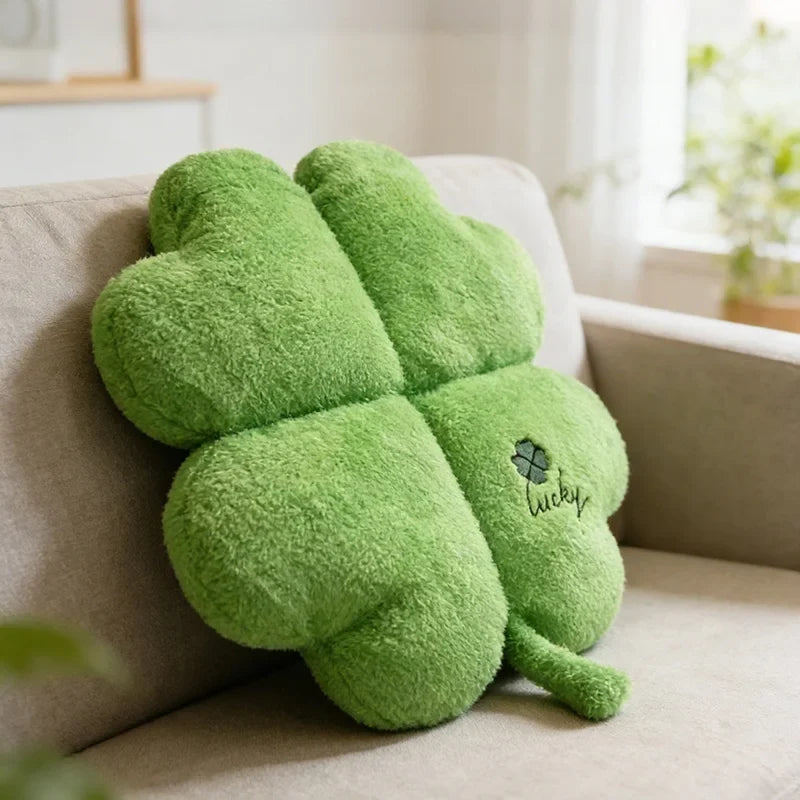 Four-Leaf Clover Plush Pillow – Lucky Green Cushion, 16" | 40 cm — image 2