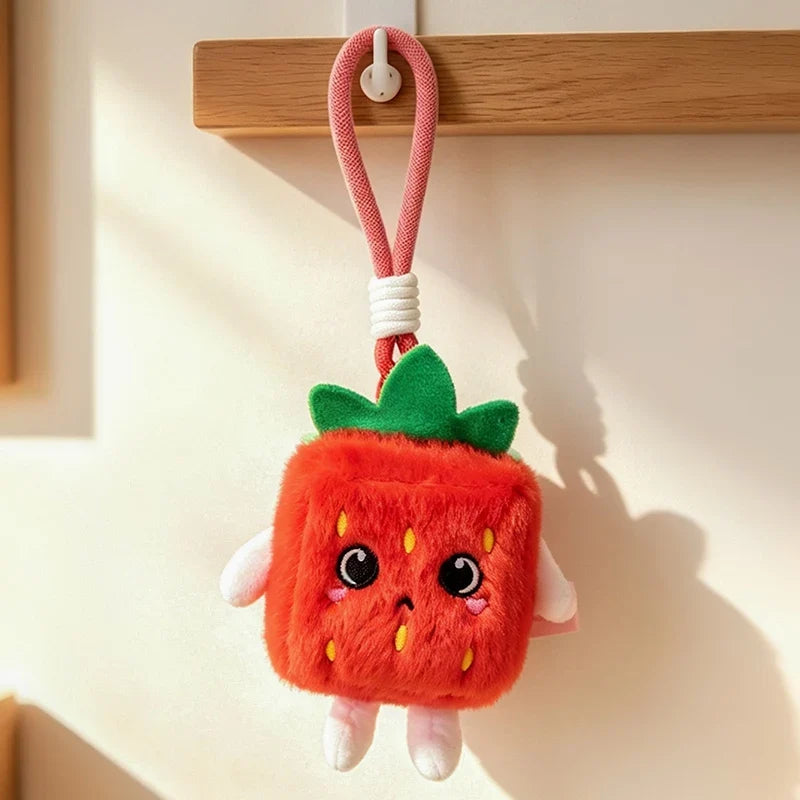 Strawberry & Pineapple Plush Keychain - Mini Fruit Doll, 5.5" | 14 cm — image 2