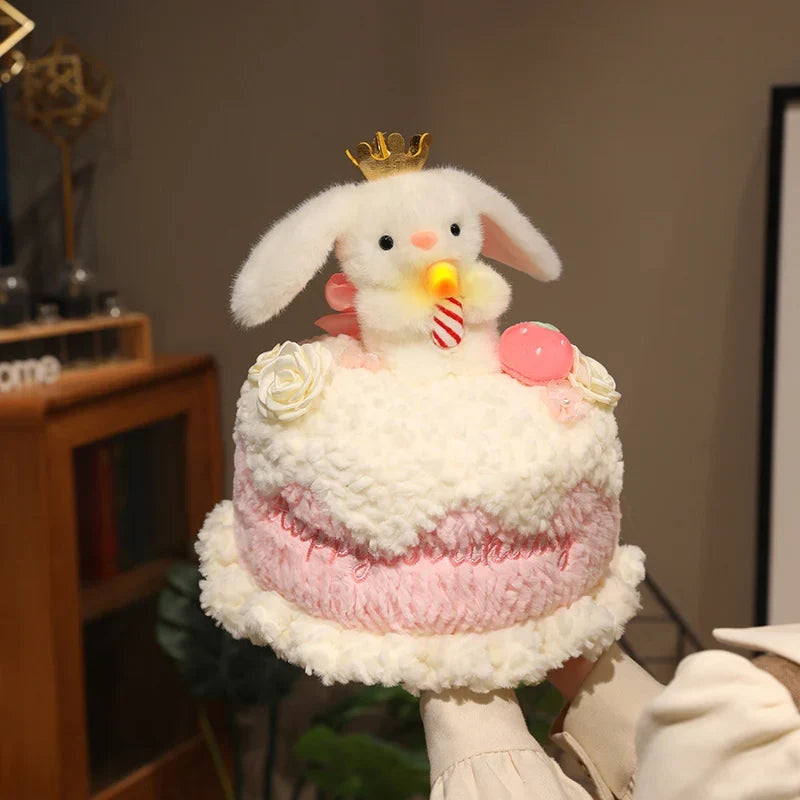 Animal Birthday Cake Plush Toy - Soft Cake with Light-Up Candle, 12" | 30 cm — image 5