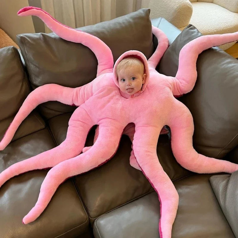 Giant Cartoon Octopus Plush Hat & Pillow | Oversized Stuffed Aquatic Toy, 51\ | 130 cm" — image 1
