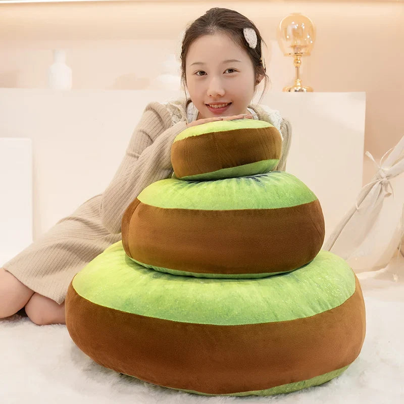 Round Kiwi Fruit Plush Floor Cushion, 8-24" | 20-60 cm — image 1