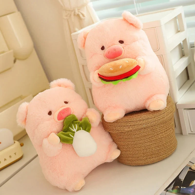 Pig Plush Toy - Soft Piggy with Hamburger or Cabbage, 8-12" | 20-30 cm — image 5
