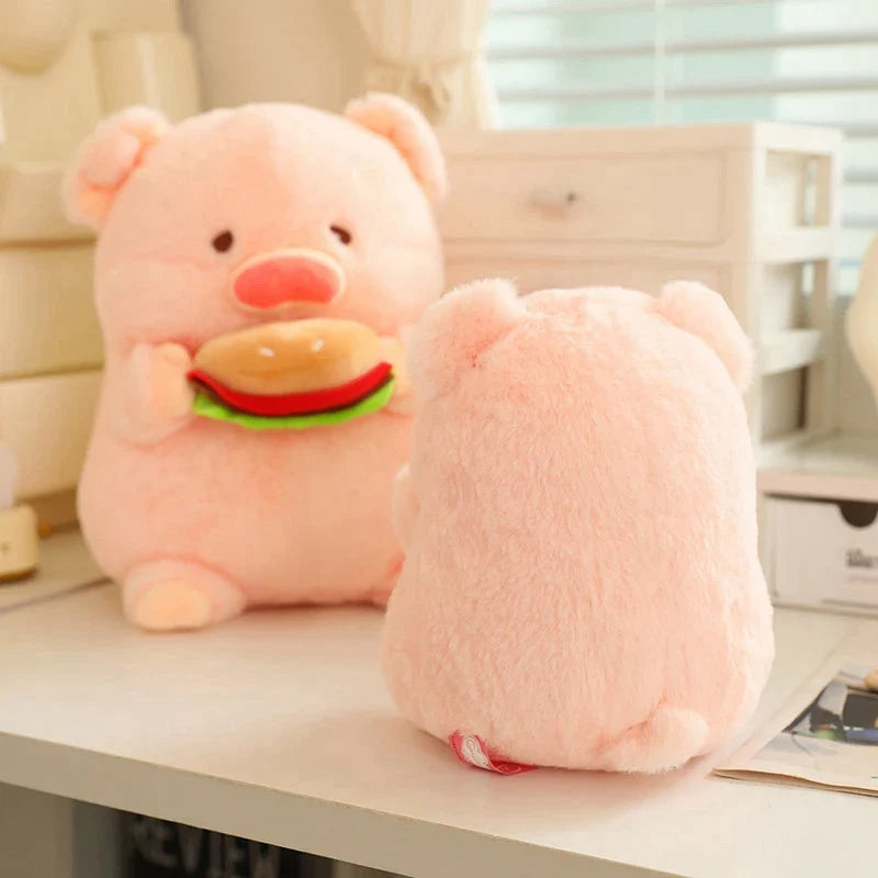 Pig Plush Toy - Soft Piggy with Hamburger or Cabbage, 8-12" | 20-30 cm — image 3