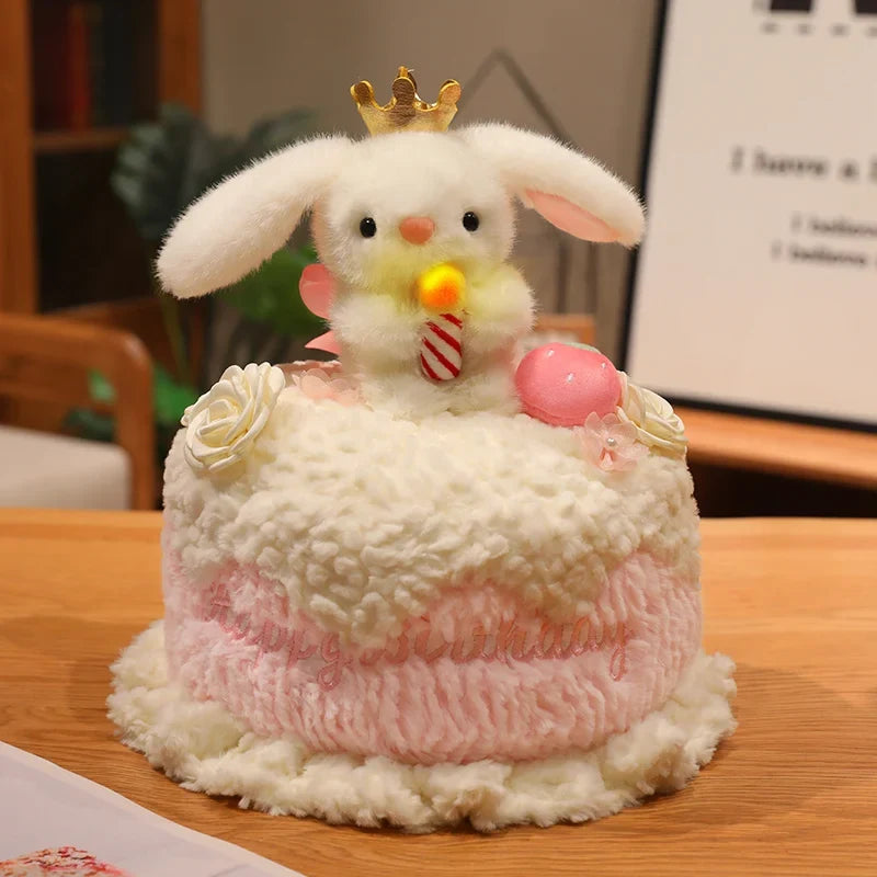 Animal Birthday Cake Plush Toy - Soft Cake with Light-Up Candle, 12" | 30 cm — image 8