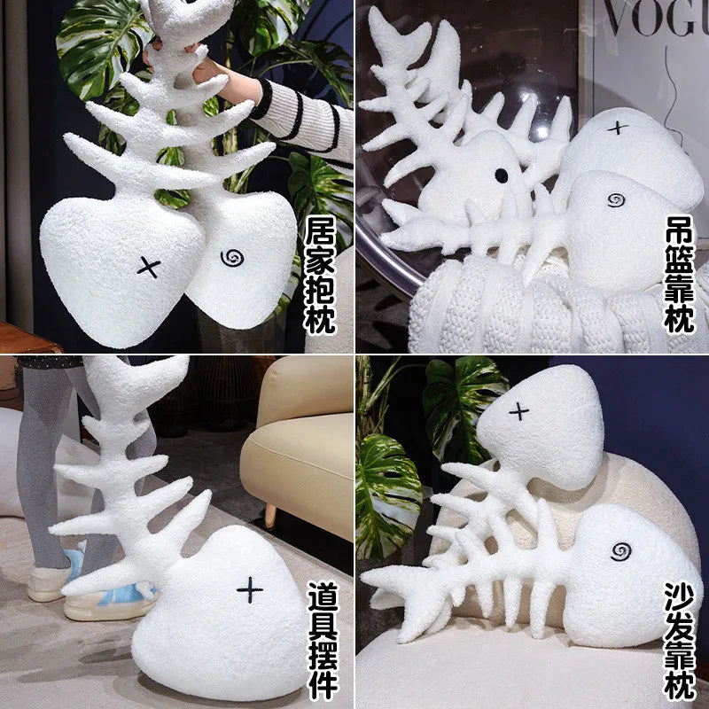 Funny Fish Bone Plush Pillow - Soft Stuffed Skeleton Cushion, 18-33" | 45-85 cm — image 2