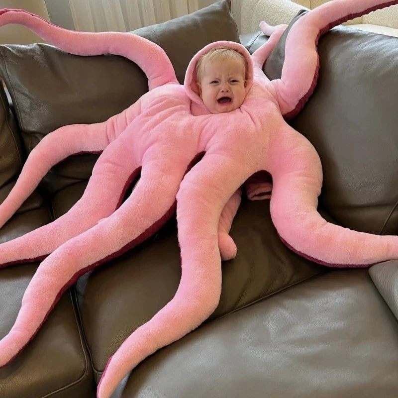Giant Cartoon Octopus Plush Hat & Pillow | Oversized Stuffed Aquatic Toy, 51\ | 130 cm" — image 3
