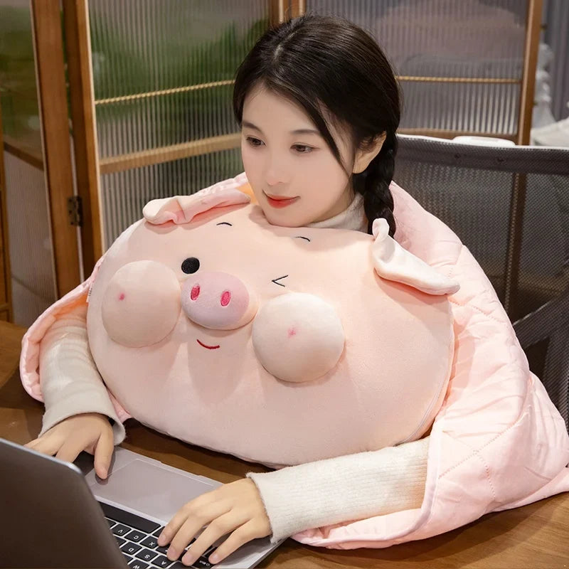 Plush Pig Pillow with Blanket | Stuffed Cartoon Piggy, 40–50 cm — image 2