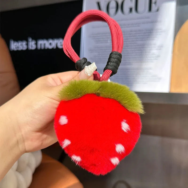 Strawberry Plush Fur Keychain – 5 Colors, 3.5" | 9 cm — image 9