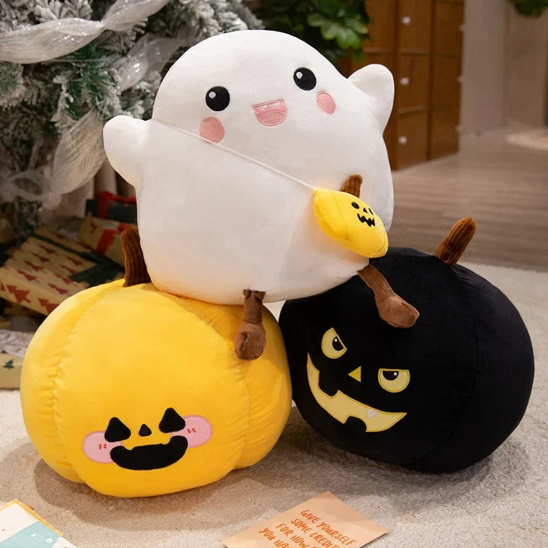Halloween Ghost Pumpkin Plush Pillow - Soft Spooky Back Cushion, 13" | 32 cm — image 2