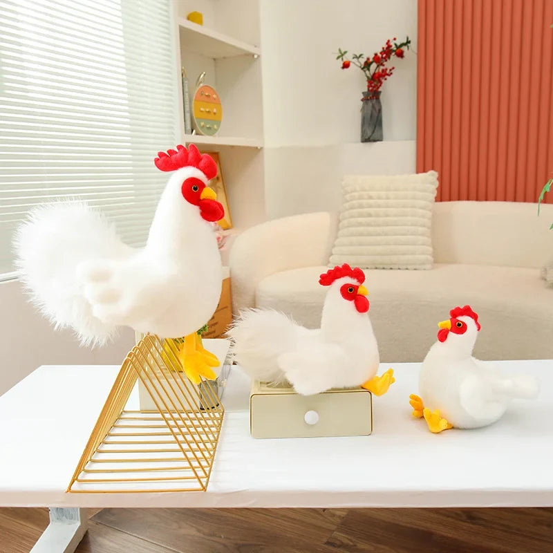 White Chicken & Rooster Plush Toys – Hen & Cock, 7-10" | 18-25 cm — image 2