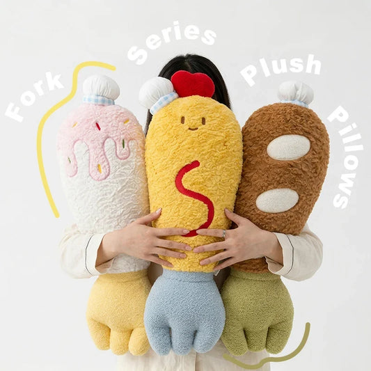 Fried Shrimp Fork Plush Pillow - Long Soft Snack, 22-39" | 56-100 cm — image 1