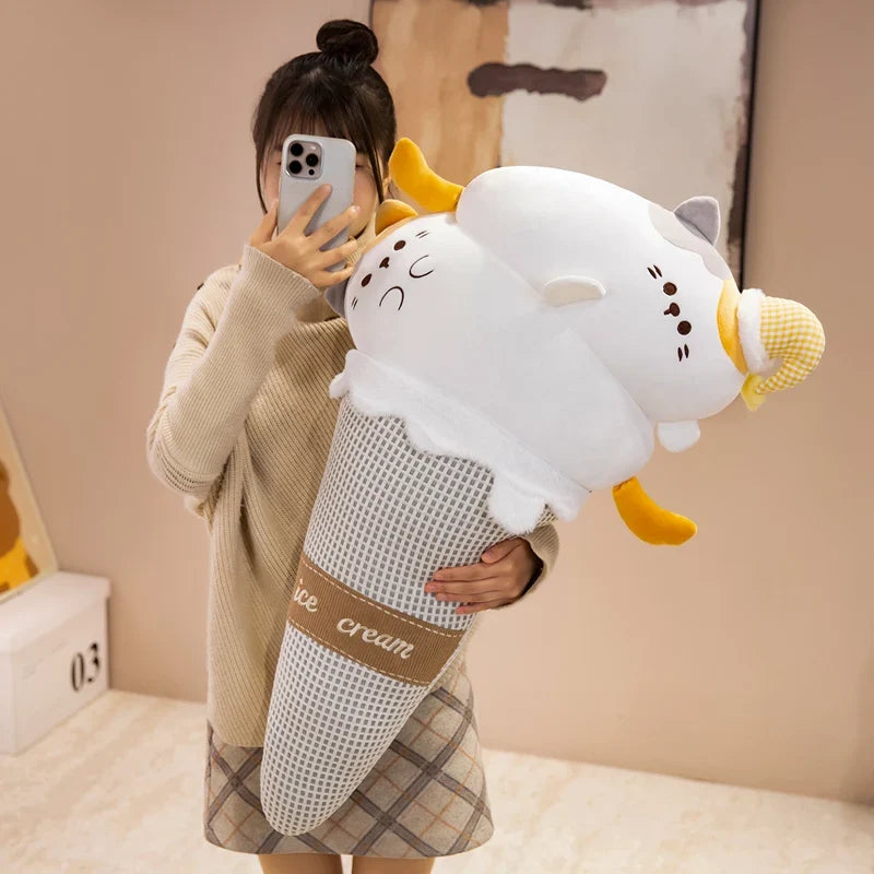 Ice Cream Cat & Seal Plush Pillow – Cool Fabric, 29-35" | 75-90 cm — image 5