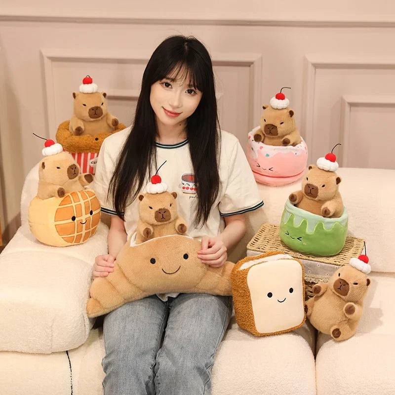 Ice Cream Capybara Plush Toy - Soft Dessert Animal & Nest, 8-13" | 20-33 cm — image 1