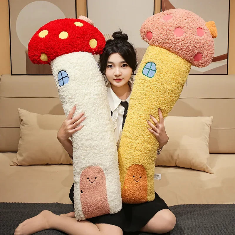Mushroom House Plush Pillow - Soft Stuffed Cushion, 37-47" | 95-120 cm — image 1
