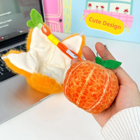 Peelable Orange & Citrus Plush Keychain | Cute Simulation Fruit Pendant — image 1