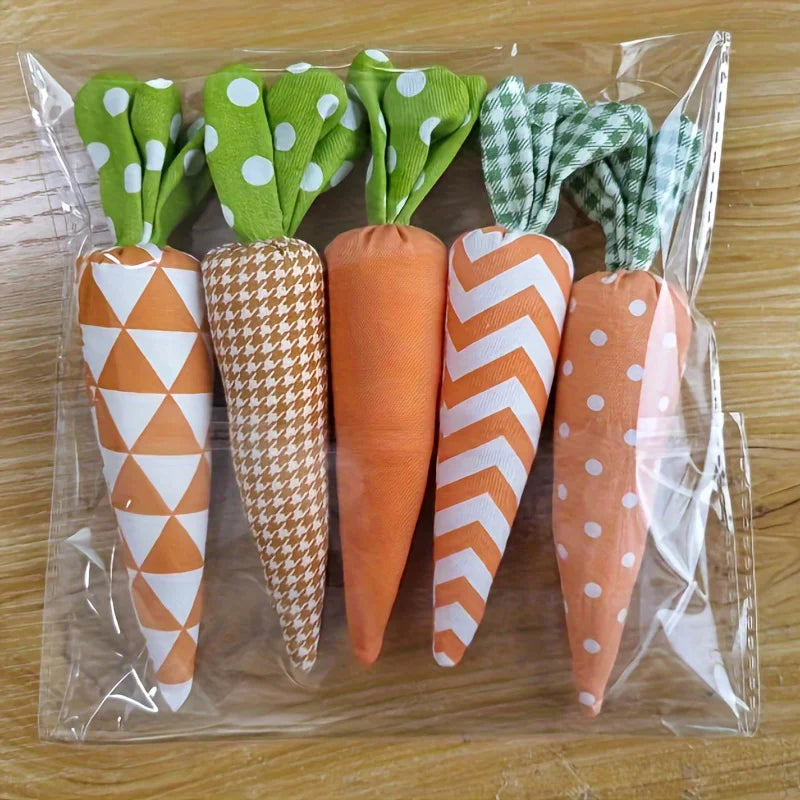 Plushie Carrot Plushies- Set of Five - Festive Spring Decor, 6" | 16 cm — image 3