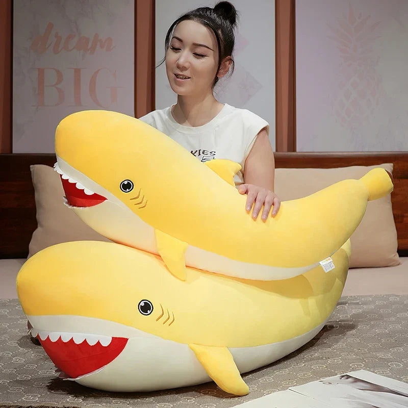 Banana Shark Plush Pillow - Funny Soft Stuffed Shark Cushion, 24-37" | 60-95 cm — image 2