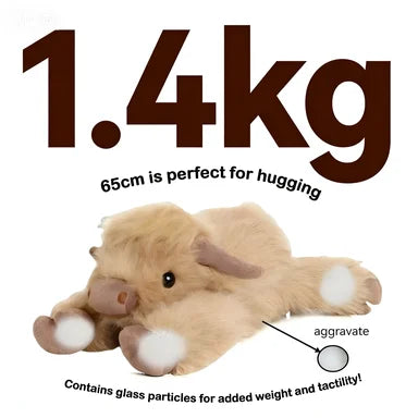 Weighted Highland Cow Plush - Soft Calming Cow Pillow, 26" | 65 cm — image 6