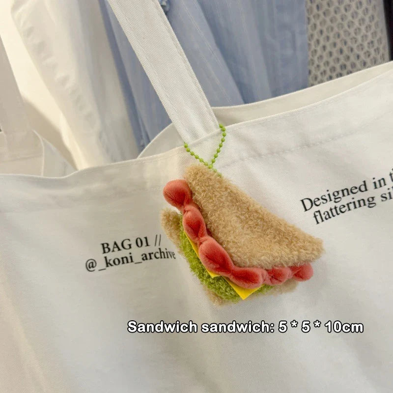 Food-Shaped Plush Keychain Set | Hamburger, Cake & Sandwich Stuffed Pendants — image 7