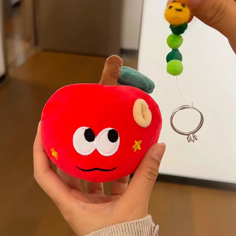 Surprise Red Apple Plush Toy | Hidden Caterpillar Ring Gift Box, 4\ | 10 cm" — image 3