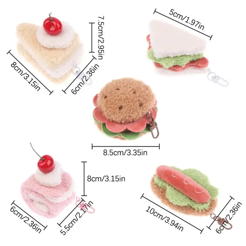 Korean-Style Food Plush Keychain Set | Hamburger, Sandwich & Snack Pendants — image 6